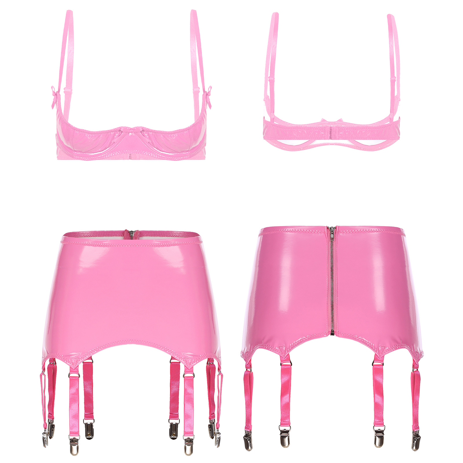 Women Glossy PU Leather Bra Ta - Party Games Couple 评论和价格